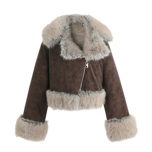 FTT FlyTheTruth {Snowfield Bonfire} Lazy temperament lapel plush coat women's winter environmentally friendly fur