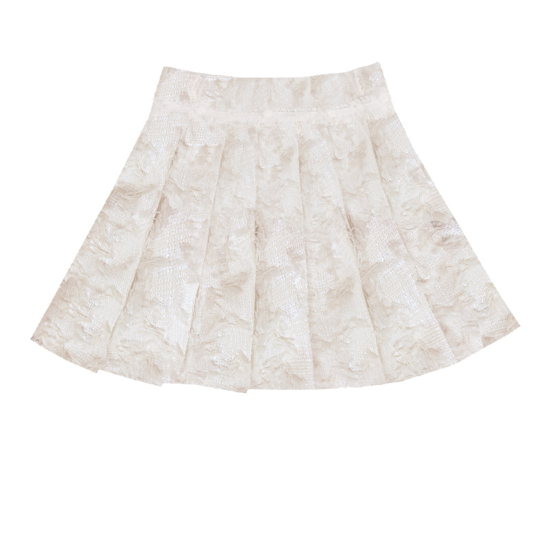 Kingfancy Gonna A PieGhe In Chiffon – Vita Alta Elastica, Modello Trapezio, Beige, Taglia L