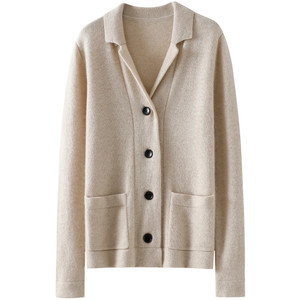 
Exceeding expectations! Thickened lapels 100% pure cashmere cardigan for women pure cashmere sweater knitted jacket