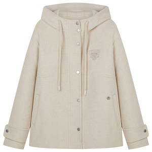 
TeenieWeenie Bear Women's Wool Wool Jacket Autumn and Winter Simple Style Short Hooded Coat Top