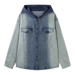 
BJHG reckless denim jacket men's autumn and winter 2025 new washed distressed hooded shirt casual jacket