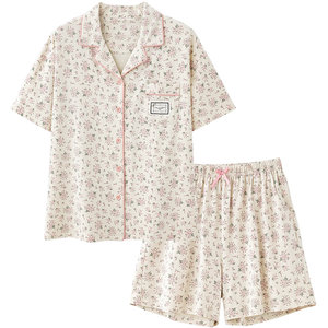
Mrs. Sili pajamas for women in summer pure cotton shorts shorts Korean sweet floral summer internet celebrity home clothing