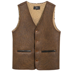 2025 autumn and winter sheep fur one-piece vest men's winter warm genuine leather curly plus velvet thickened waistcoat cotton vest trendy