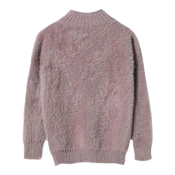Autumn and Winter Mink Plush Sweater Loose Korean Pullover Bottom Knitted Shirt Lazy Style Short Women's Top for Outwear