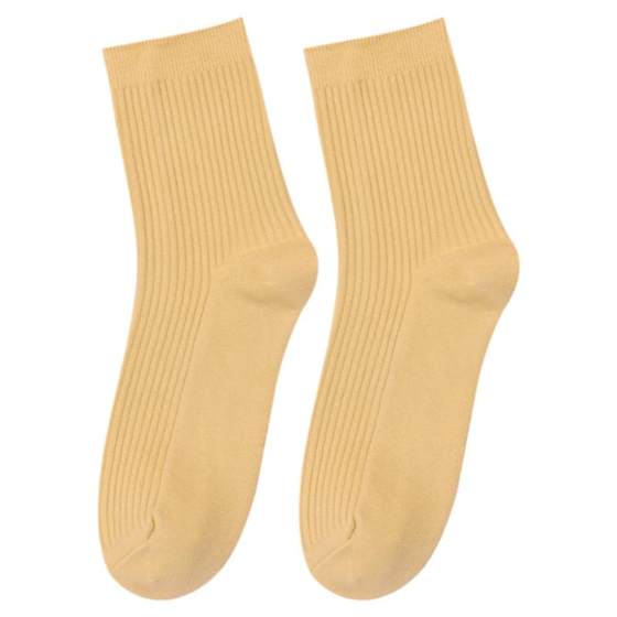 Socks in autumn and winter solid color thickened mid -tube women's socks without coloring warm cotton casual mid -length waist lady cotton socks