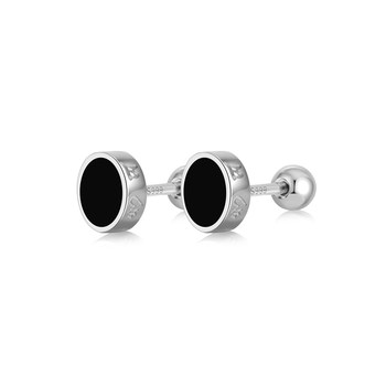 Black sterling silver 999 earrings for men, men's high-end and handsome style, light and luxurious temperament, ear piercing, sleeping without taking off