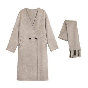 
Maven Lin [25% off in stock] 1OO wool woolen coat with detachable scarf long woolen coat