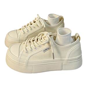 
Universal thick-soled white shoes for women 2026 new spring ins trend versatile niche canvas shoes students casual sneakers