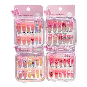 Children's nail art stickers long sweet little girl cartoon wearing nails waterproof nail patch for primary school students aged 6 to 8 years old