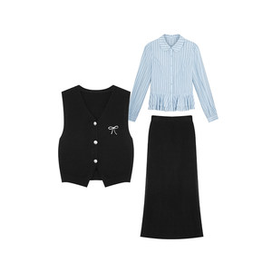 
Annie is not popular, office outfit temperament commuting three-piece set for women's autumn slim size waist-hugging and slimming suit