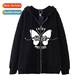 Dark Hip Hop Gothic Harajuku Y2k Zipper Hoodie Mens  Womens