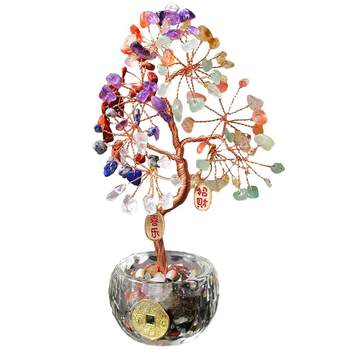 Natural crystal money tree ornaments fortune crystal tree
