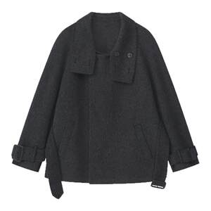 
Autumn and winter double-sided wool coat men's mid-length spliced loose trendy woolen woolen jacket for men