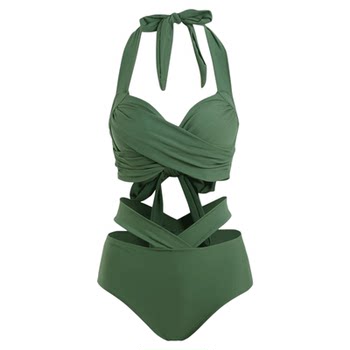 Swimsuit female Korean split triangle bikini gathering
