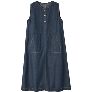 
Demana retro style sleeveless denim dress women's 26 summer new casual lazy round neck loose mid-length skirt