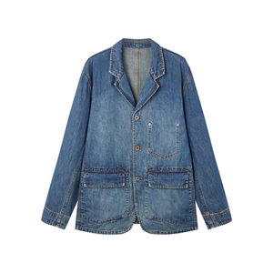 Three-pin wash denim suit original design 11oz Japanese narrow-width denim cotton linen autumn and winter jacket men