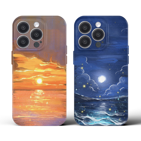 Painted Art For Girls – 17, 16, 15, 14, 13: Sunset & Moonlight Illustration iPhone Case