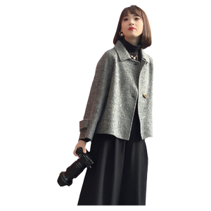 
2025 autumn and winter new small double-sided wool wool coat Korean casual short wool coat looks slim