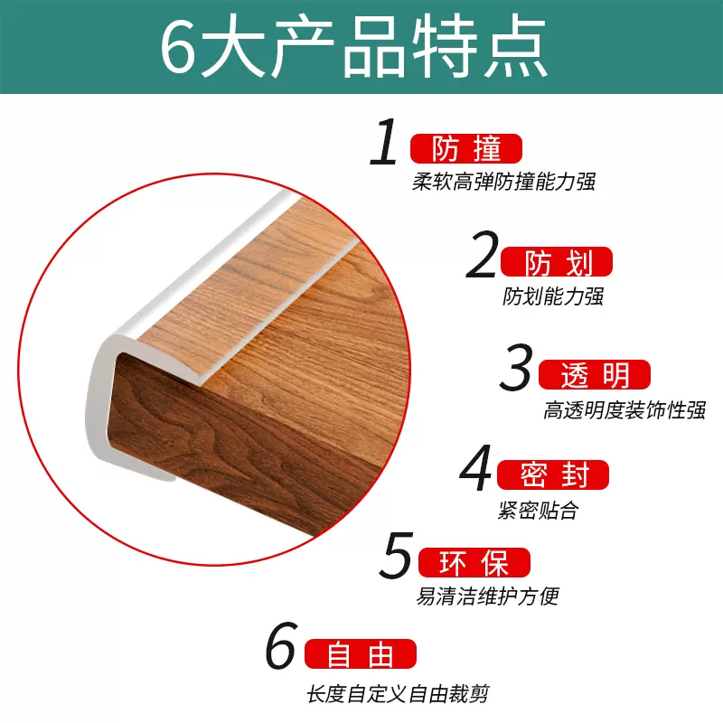 玻璃保护条床头护角条护墙角办公桌边桌面缘防硌手自粘u型防撞条