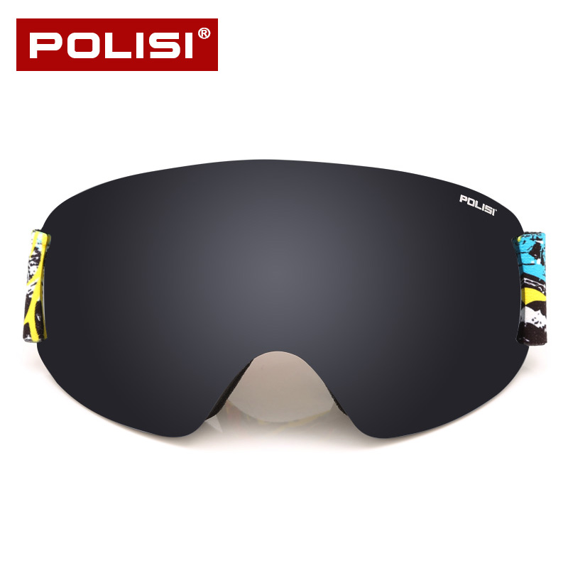 POLISI 滑雪镜无框双层防雾成人男女大球面单双板护目滑雪眼镜装备