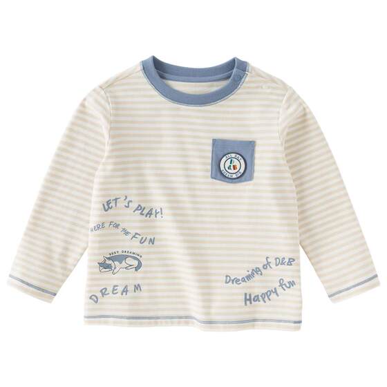 
David Bella 2026 new spring and autumn boys' long-sleeved T-shirt children's striped top baby cotton bottoming shirt
