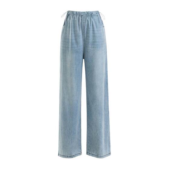 
Jingqi Tencel maternity jeans outer wear spring and summer thin wide-leg pants for small people to wear during pregnancy and not to tighten the belly maternity wear