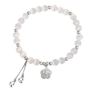 
Camellia Cat Eye Sterling Silver Bracelet for Women 2025 New Crystal Bracelet Light Luxury Niche Exquisite Birthday Gift