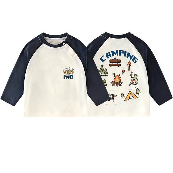 
Yingbeiyi children's long-sleeved T-shirt baby class A pure cotton tops boys and girls sports and leisure clothes children's bottoming shirts
