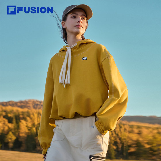 FILA FUSION×DOE斐乐女子连帽卫衣2024冬季新款时尚休闲宽松上衣