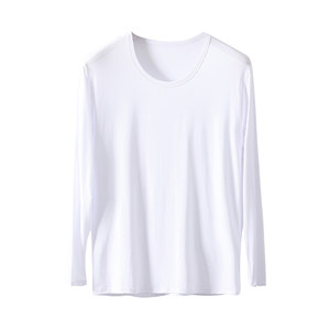 White modal autumn coat men's thermal underwear plus size long-sleeved thin bottoming shirt tops middle-aged and elderly linen clothes