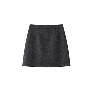 
Gray short skirt for women in autumn and winter 2025 new A-line skirt high-waisted slimming tight-fitting woolen hip skirt for small people