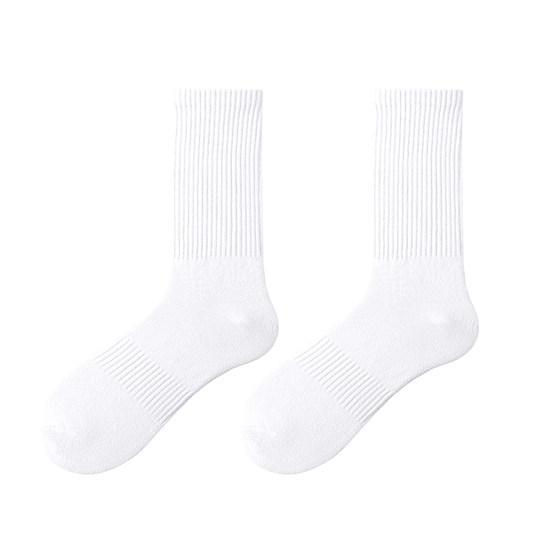 
MENXX socks men's autumn and winter mid-calf socks pure cotton boat socks towel bottom deodorant socks black and white solid color stockings for men