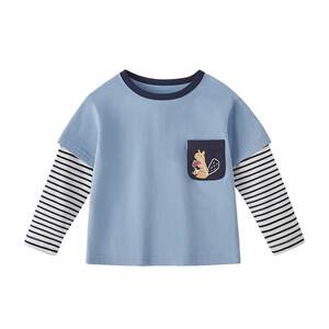
jellybaby long-sleeved T-shirt for baby boys spring fashionable fake two-piece tops for boys spring clothes for children