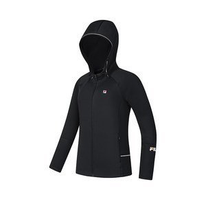 
FILA official women's knitted hooded jacket 2025 spring new basic simple tennis sports top