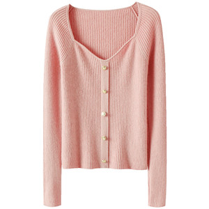 
Qichao is aloof and elegant ~ French elegant pure cashmere sweater square neck sweater women's sweater slim bottoming shirt