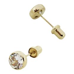 Twist Screw 10k Pure Gold Earrings For Women - Colored Gold Mini-edged Zircon Single Small Ear Cartilage Round Drill Earbone Ring