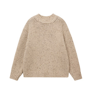 
PRE PREWORKS silhouette mixed color pure wool knitted sweater, relaxed and lazy round neck casual pullover