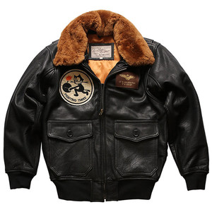 
2025 American Genuine Leather Jacket Men's Air Force G1 Flight Suit Leather Wool Lapel Short Slim Goat Leather Jacket