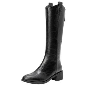 
Senda Knight Boots Autumn and Winter Shopping Mall Same Style Slim Big Tube Thick Heel Long Boots Thick Sole Heightening Fashion Boots