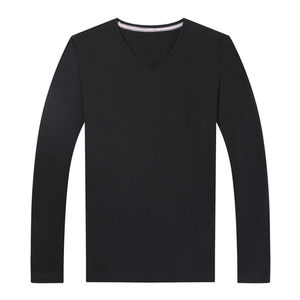 
Pier Cardin pure cotton T-shirt men's long-sleeved spring and autumn V-neck base shirt red middle-aged and young chicken heart collar casual sweatshirt trend