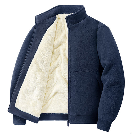 
Jeep fleece thickened sweatshirt men's winter zipper cardigan sherpa top polar fleece casual sports jacket