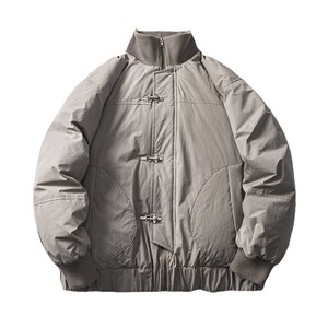 
NOONOZ Winter Solid Color 90 White Duck Down Stand Collar Down Jacket Men's Trendy Brand American Thickened Couple Cotton Jacket