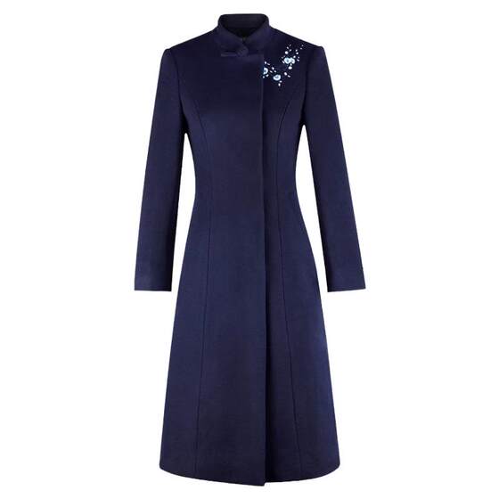 Chinese -style hotel Tea Building Yingbin Mao Woo Woman Coat Mid -length Property Sales Office front desk work clothes
