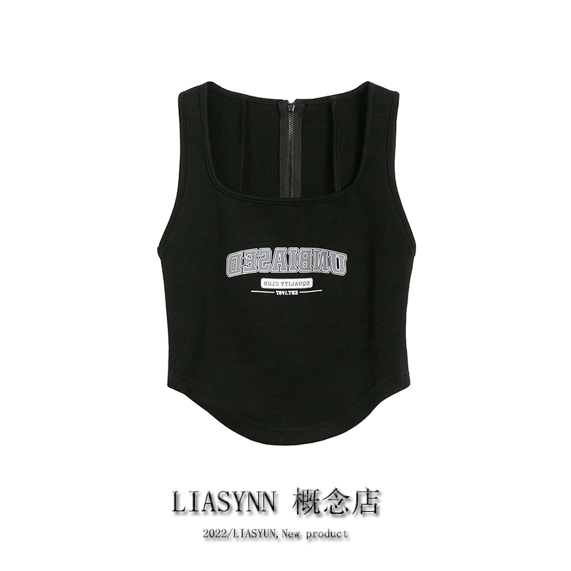 Liasynn sling Sweet vest female summer short bottom bottom bottoming and fashionable letter printing outside wearing clothes