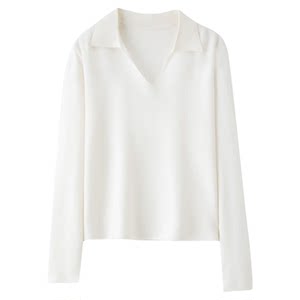 
FANLE STUDIOS light luxury silk cashmere silver wire commuting and simple V-neck short loose lapel thin sweater