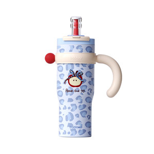 
Bablov leopard print thermos cup for girls large capacity water cup straw cup office car cup high value gift
