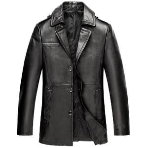 
Haining genuine leather leather jacket men's mid-length cowhide windbreaker suit collar jacket lapel top slim Korean leather jacket
