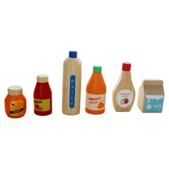 
Solid wood children's simulation toiletries toys hand sanitizer shower gel drink milk play house wooden ornaments YW