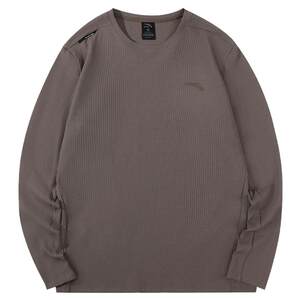 
ANTA long-sleeved T-shirt men's 2026 spring new loose round neck waffle casual top thin inner wear