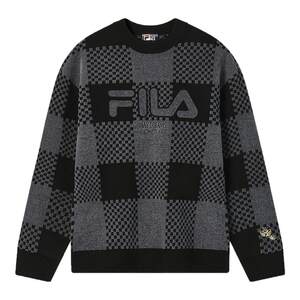 
FILA official men's knitted sweater 2026 spring new fashion casual and comfortable checkerboard pullover sweater